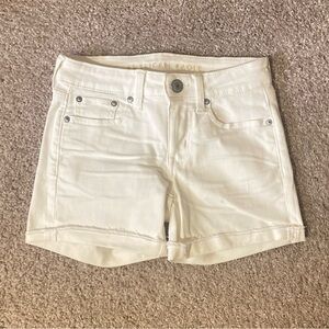 White Denim Midi Shorts